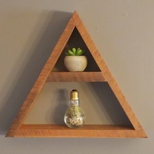 Cherry Wood Triangle Display Shelf